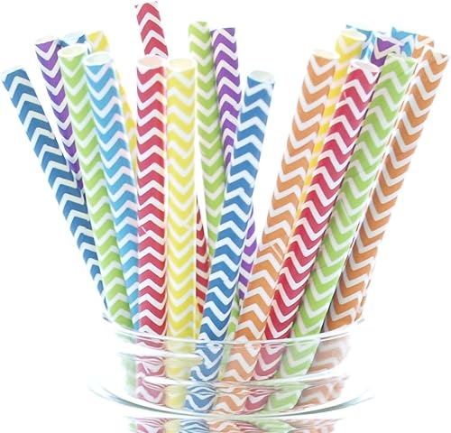 Pajitas de cheurón arco iris, pajitas de boda coloridas, pajitas de fiesta de cumpleaños, popote para batidos, paquete de 25 pajitas de cheurón de