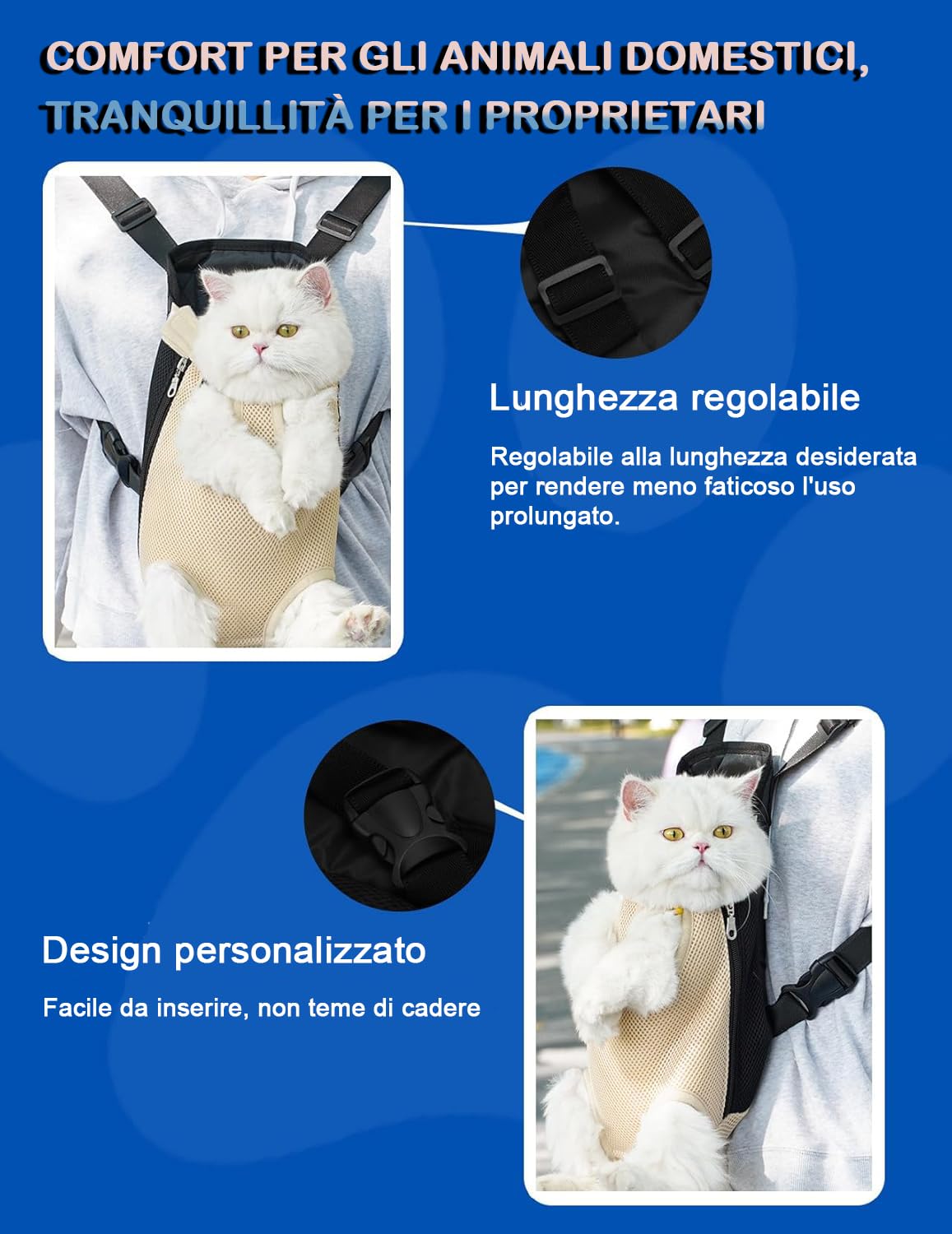 Zaino Pettorale Per Animali Domestici, Zaino Porta Cani Traspirante Portatile Per Animali Domestici Accessori Per Animali Domestici Per Escursionismo Bici da Viaggio Moto(M-beige)