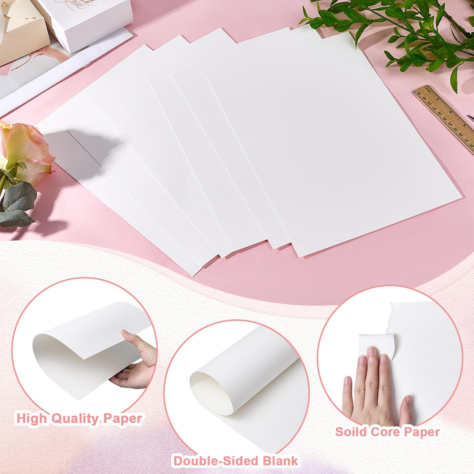 Lot de 100 feuilles de papier cartonné texturé en lin pour impression, invitation de mariage, CV, travaux manuels, scrapbooking, projets de bricolage (ivoire) 21,6 x 27,9 cm