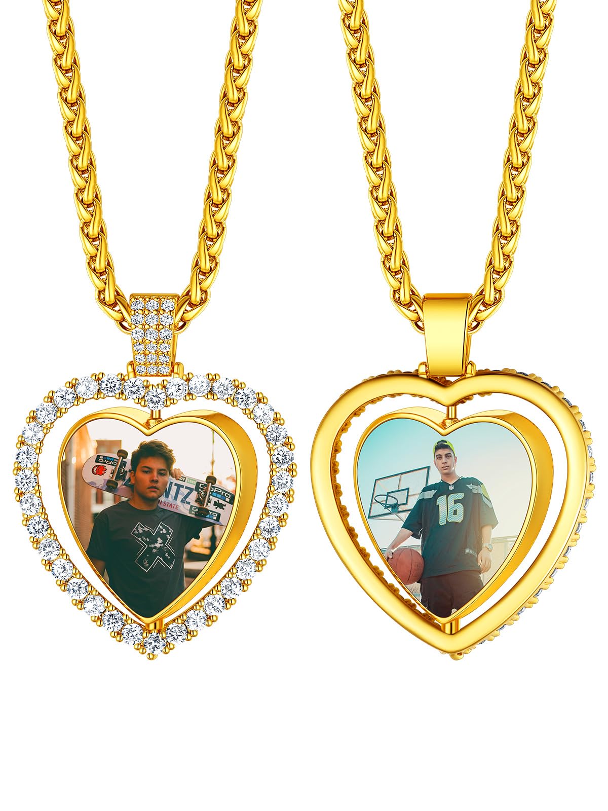 Custom4U Picture Necklace Personalized Photo Circle Chain for Men Women