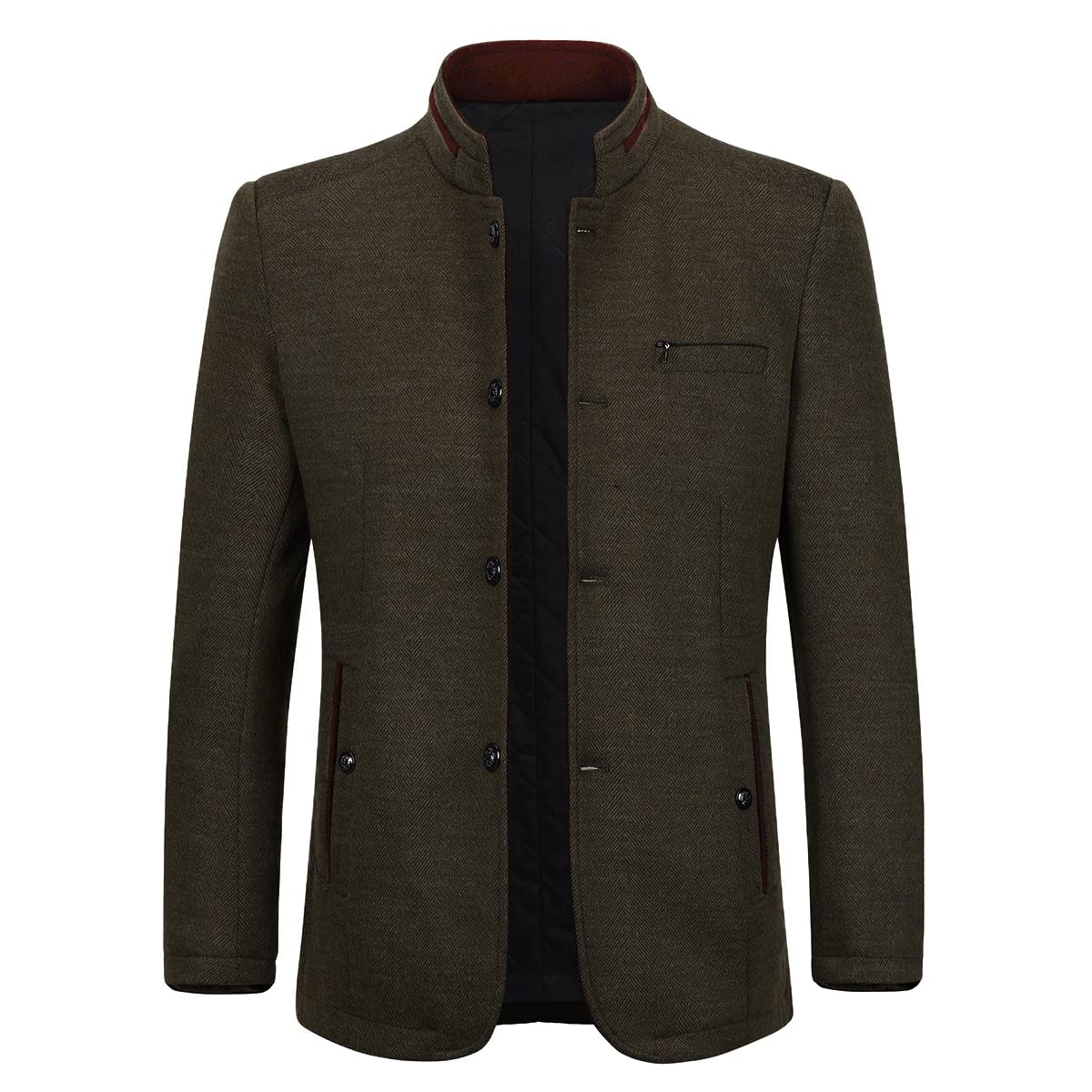 Allthemen Manteau Homme d'hiver Caban Court Slim Fit Col montant d'affaires sans Repassage Casual