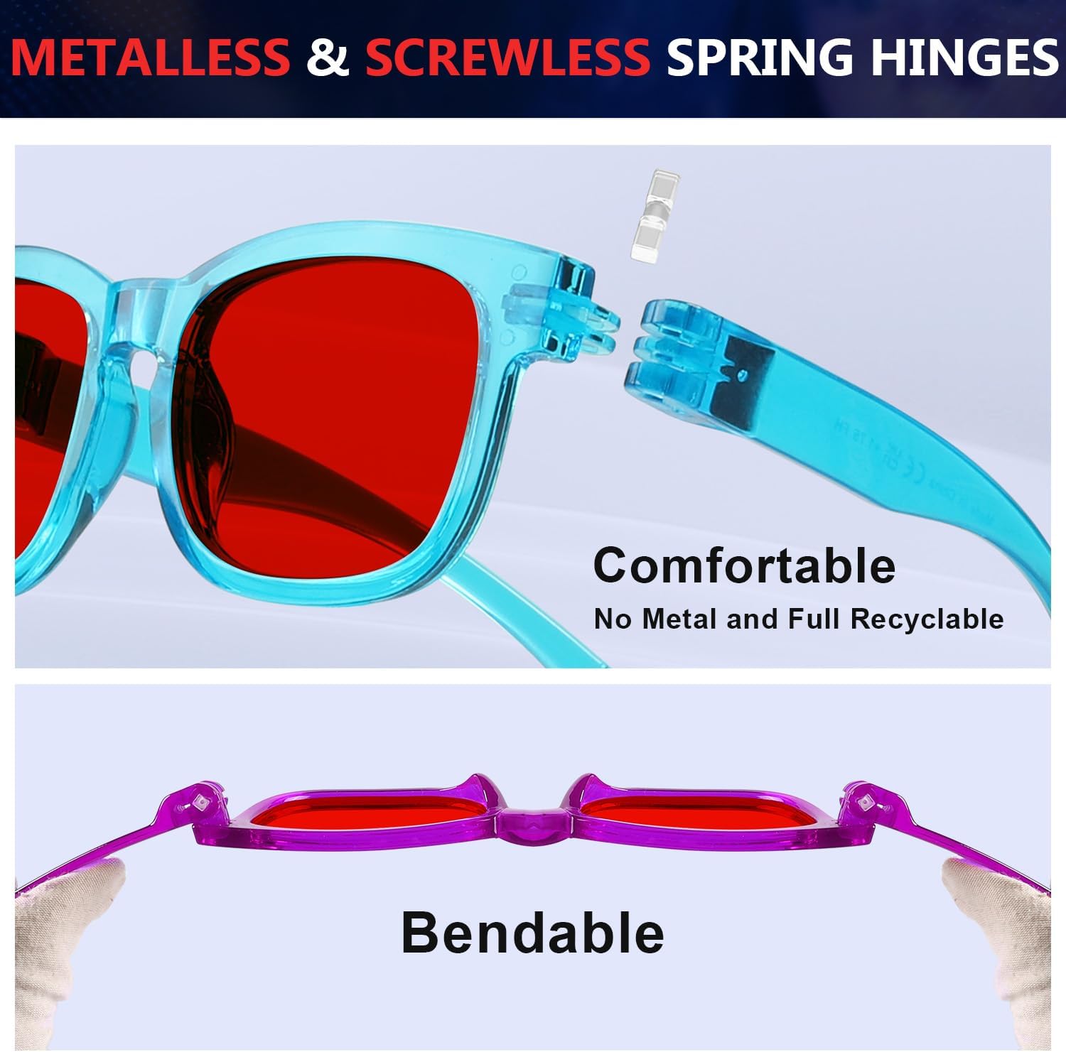 Eyekepper Metalless Screwless Blue Light Blocking Glasses Spring Hinges for Computer Gaming