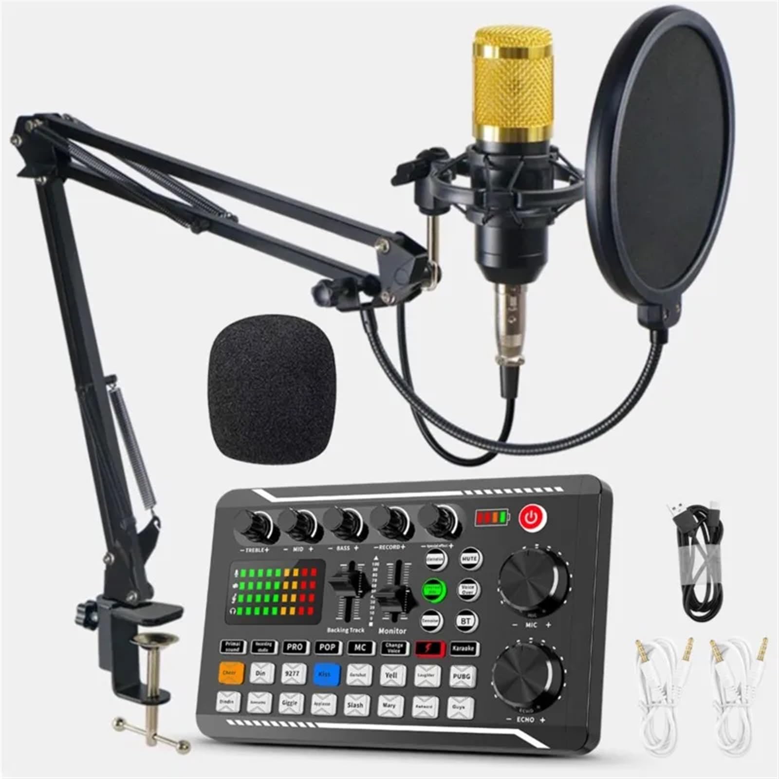 Controllore DJ, Microfono dedicato for scheda audio for trasmissione dal vivo Scheda F998 con interfaccia (opzionale) Con effetti mixer DJ Cambia voce(4)