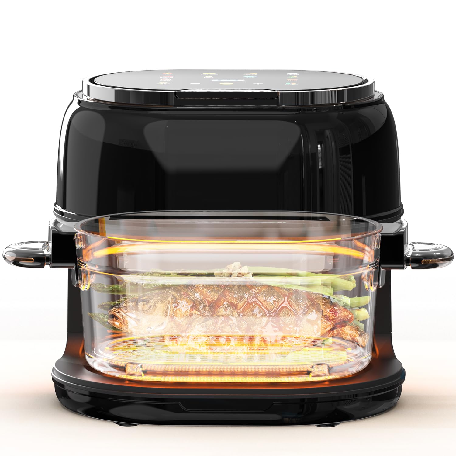 KAITOL Freidora de aire caliente 5 L, cesta de freír de cristal, pantalla táctil LED digital, 9 menús, 1-60 min, ventana visible, Max Crisp, Asado, Bake, apto para lavavajillas