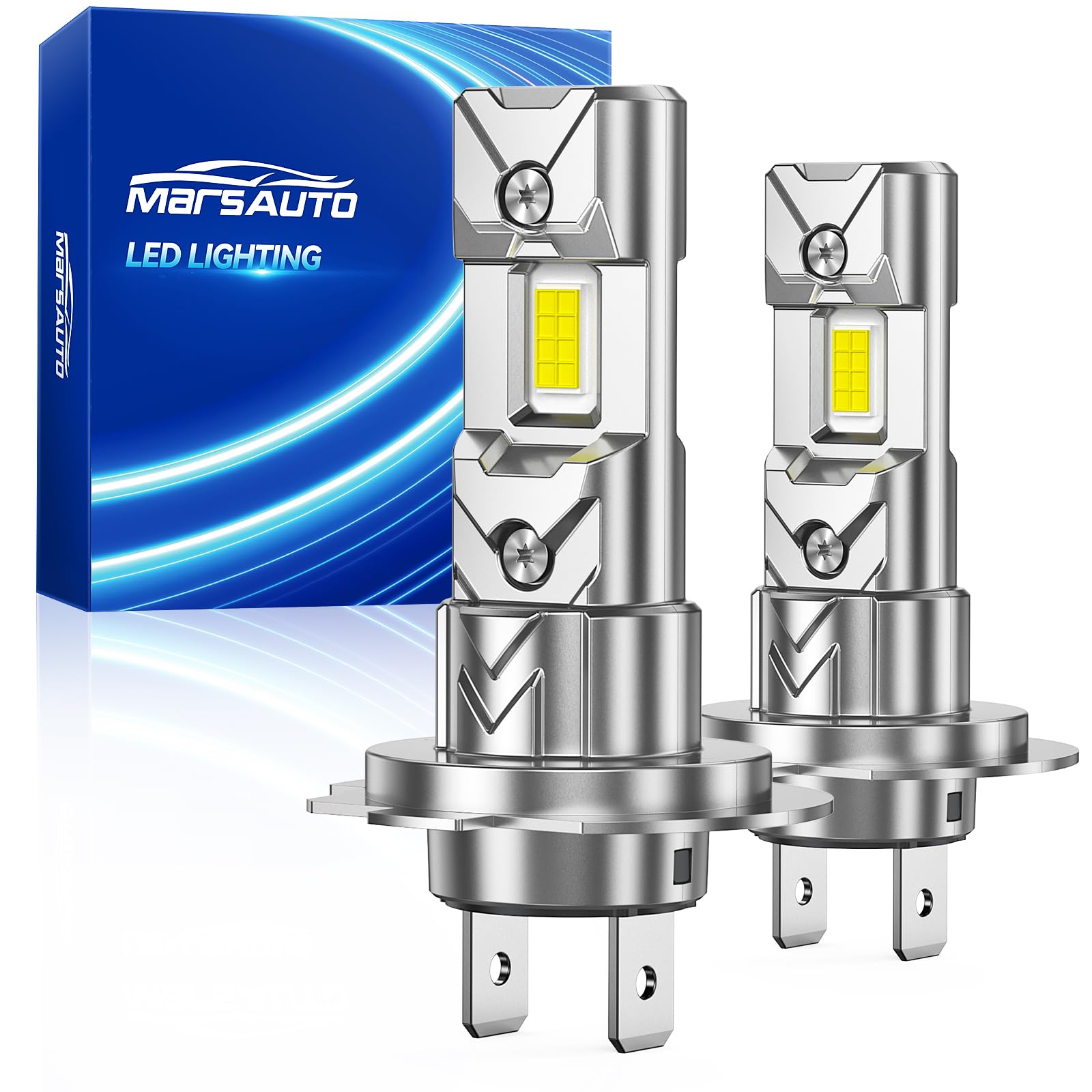 Marsauto H7 LED 120W 40000LM, Lampadina Sostitutiva per Alogene, 6 Volte più Luminosa, Dimensioni Identiche Alle Alogene (1:1), Plug and Play, Durata Superiore a 60.000 Ore