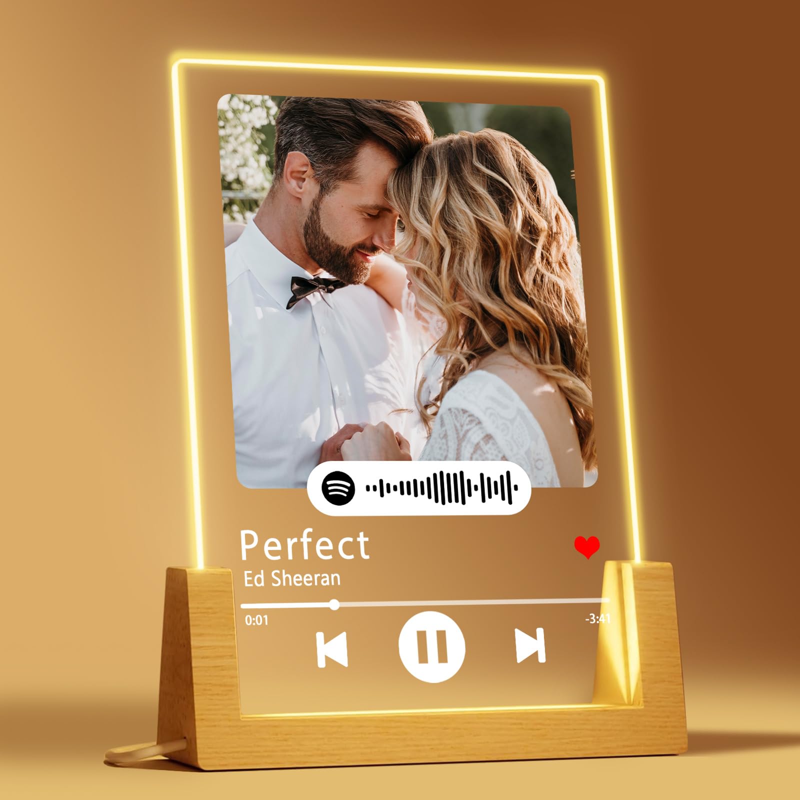 Custom Acrylic Plaque Gifts - Personalized Acrylic Photo Frame LED Night Light Customized Gift for Couples, Birthdays & Valentines (Style 05, 6 x 4 inches)