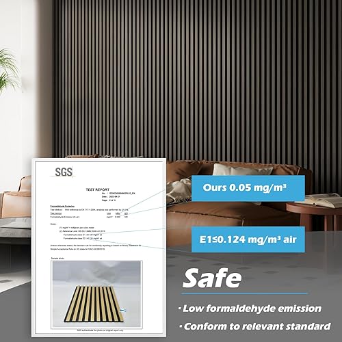 Miniatura 6 de Art3d Paquete de 2 paneles acústicos de madera de 94.5 x 24 pulgadas para pared, paneles de listones de madera insonorizados de 31 pies cuadrados,