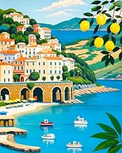 TISHIRON Paint by Number for Adults Atrani Lemons - Amalfi Coast Adults Paint by Number Kits on Canvas Digital Acrylic Paint by Numbers Kits Oil Painting by Numbers for Canvas Art 16x20 in