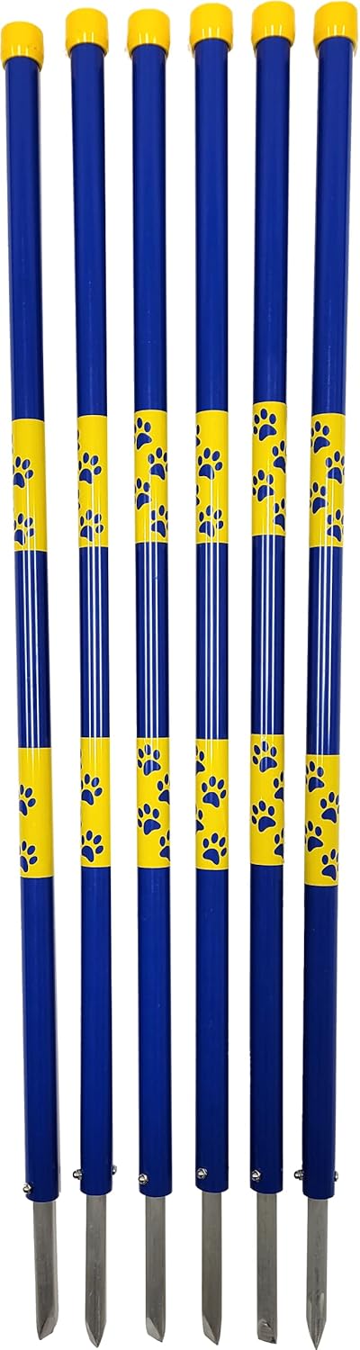 ActiveDogs Agility In-ground Weave Poles - Outdoor Dog Obstacle Agility Training Exercise Equipment Kit (Set of 6 - Poles Only)