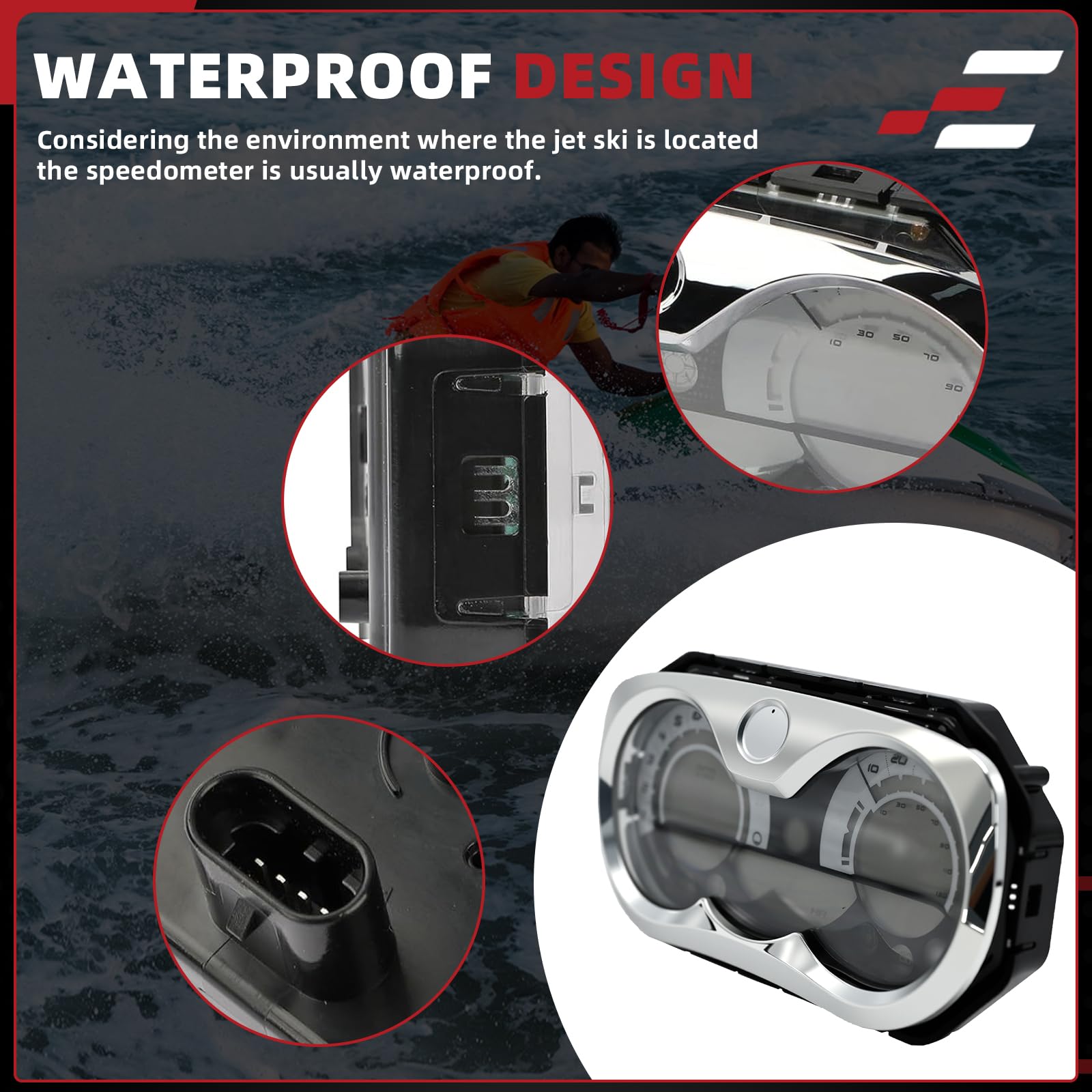 278002270 Jauge de compteur de vitesse LCD améliorée compatible avec Sea Doo GTX RXP RXT 2006-2011, aucune programmation nécessaire, design Plug and Play, remplace OEM # 278002144
