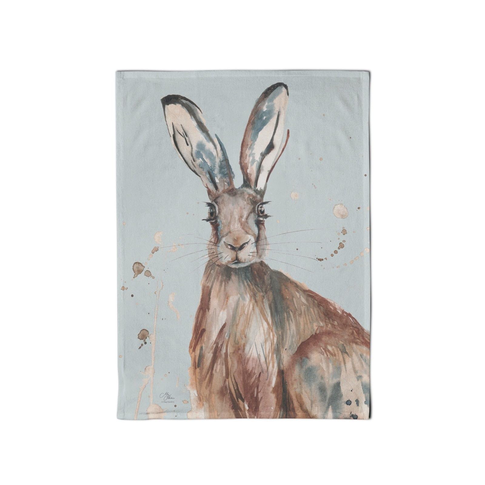 Meg Hawkins Unisex Mixed Hare Watercolour Design Tea Towel