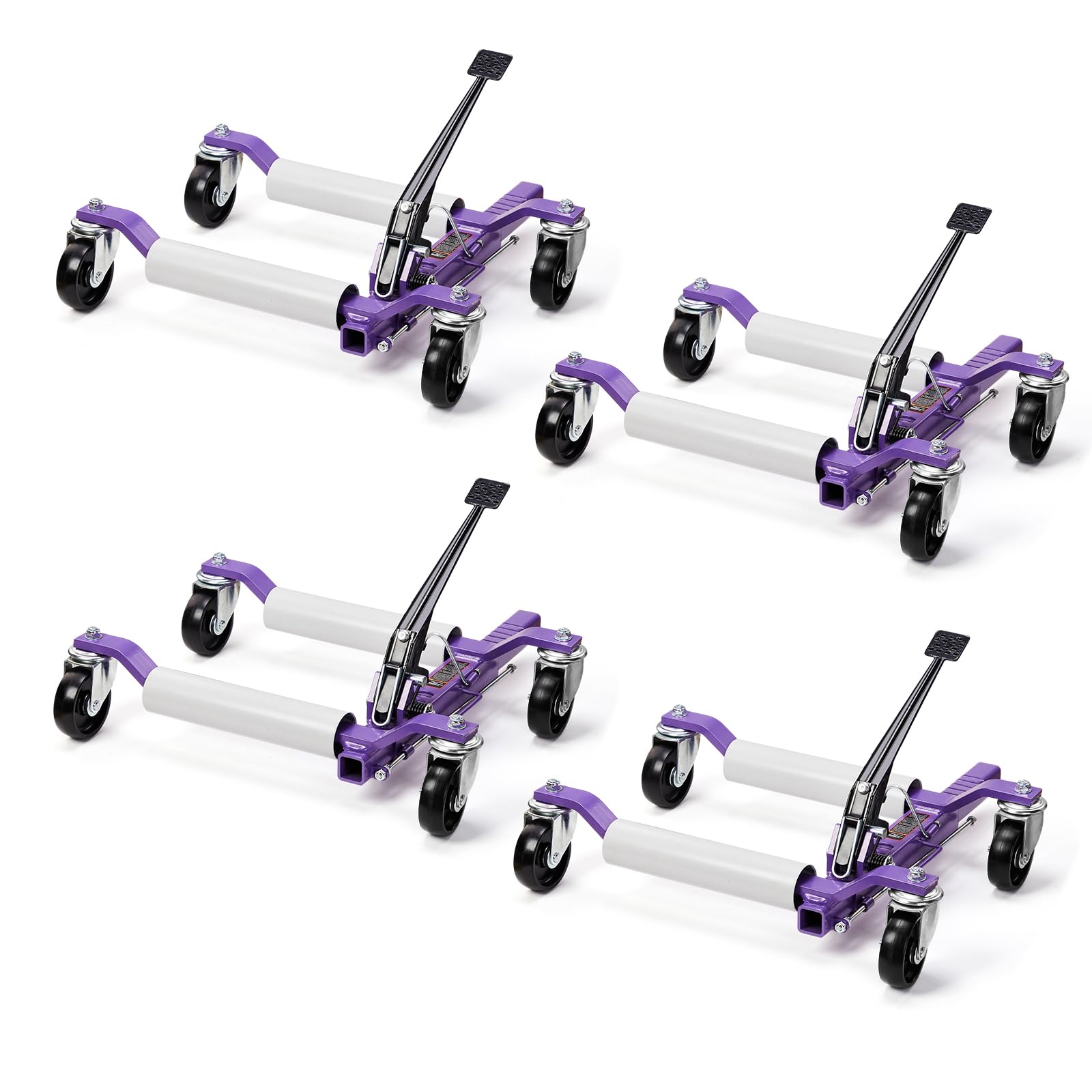 TUFFIOM Car Wheel Dolly Jack Set of 4, Mechanical 6000-lbs Car Skates, 12'' Wheel Vehicle Positioning Jack, Heavy Duty Rollers with Ratcheting Foot
