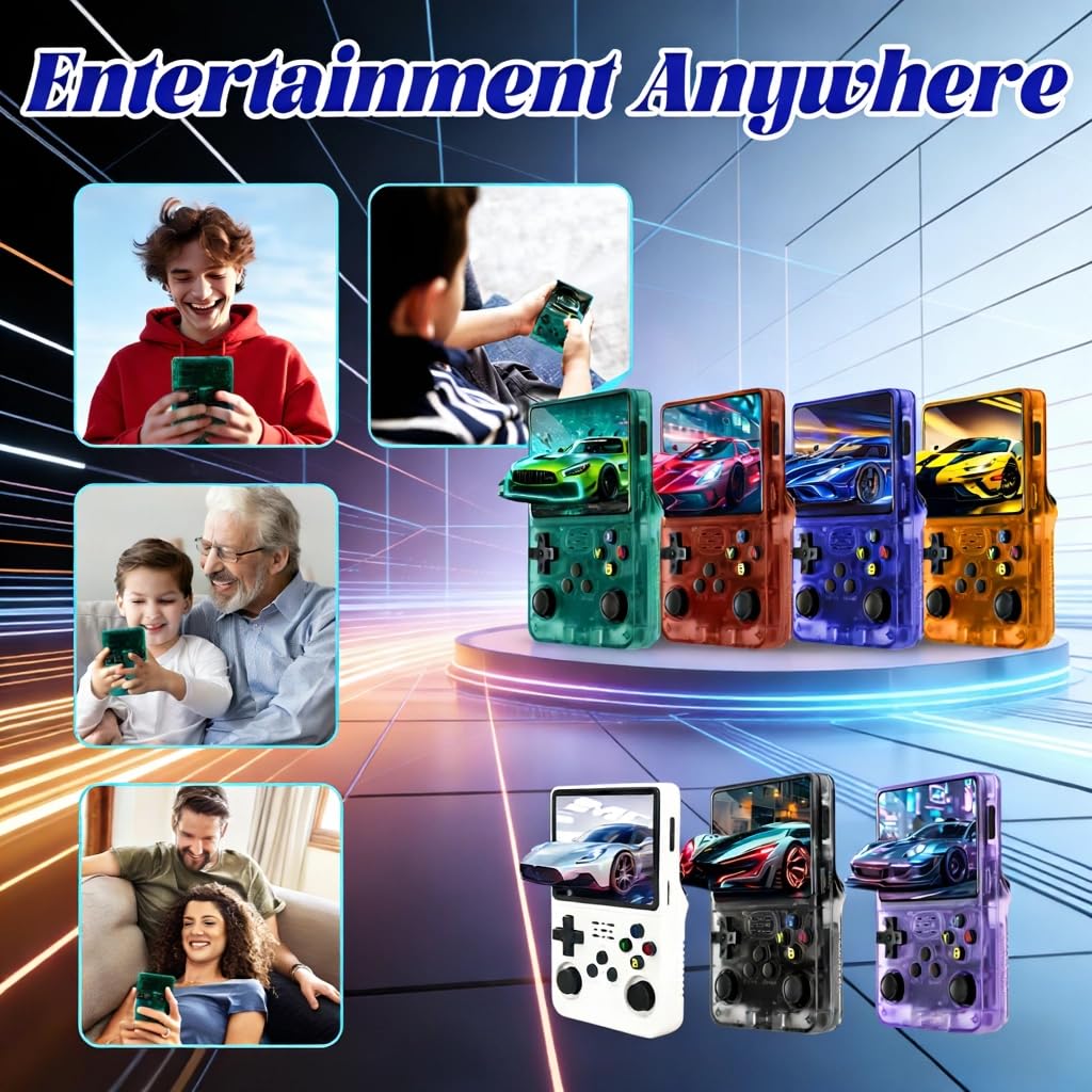 Rhesusco R36S Retro Video Game Console-3.5 Inches HD Screen,Open Source Linux System,3000mAh Rechargeable Battery,128G TF Card,30000+ Classic Video Games Portable Mini Game Console for Gifts-Green — view 7