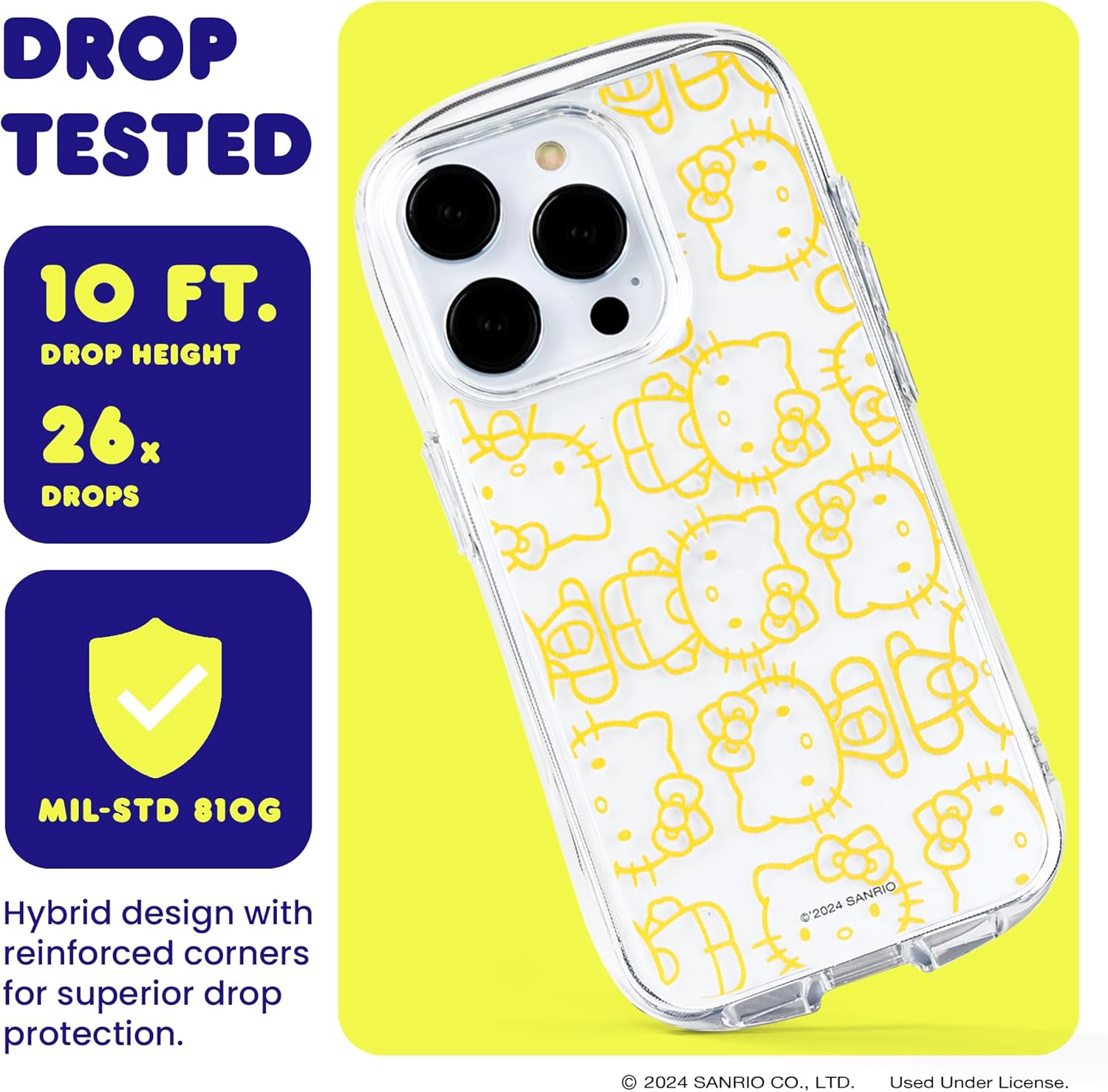 iFace Hello Kitty and Friends Clear Compatible with iPhone 15 Pro Max Case [Look in] Drop Tested Hybrid Cell Phone Grip Cover – Hello Kitty