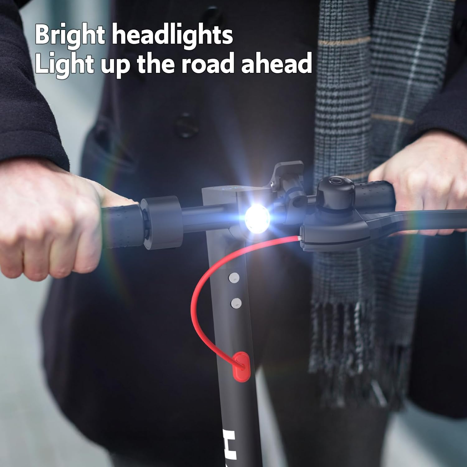 Electric Scooter for Adults, 550W Peak Motor & 19-Mile Range, 360° Lighting, Foldable E-Scooter with App Control