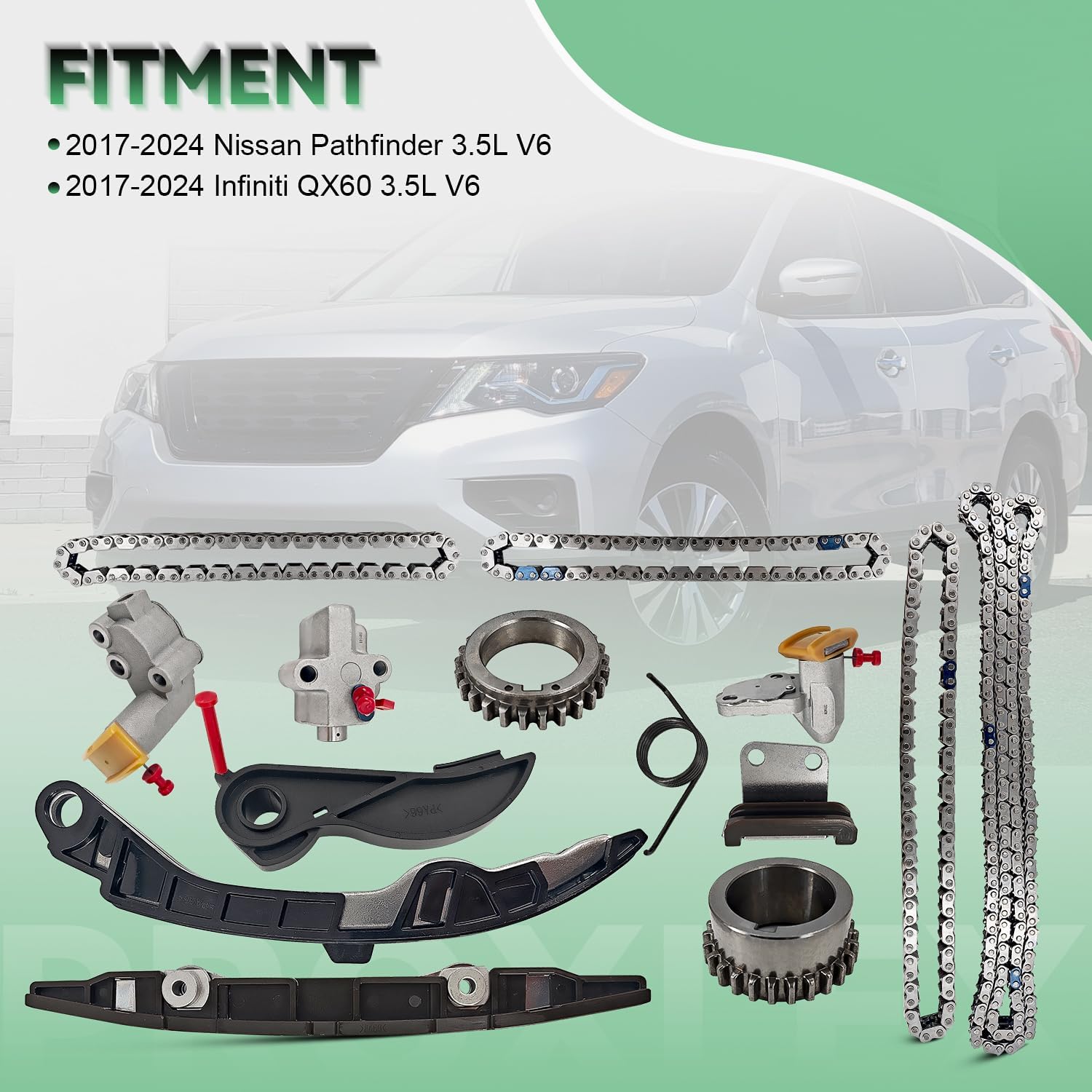 130286KA0A Engine VQ35DD Timing Chain Kit Compatible with Nissan Pathfinder Infiniti QX60 2017 2018 2019-2024 V6 3.5L Replaces# 130856KA1B 130706KA1C 150436KA0A