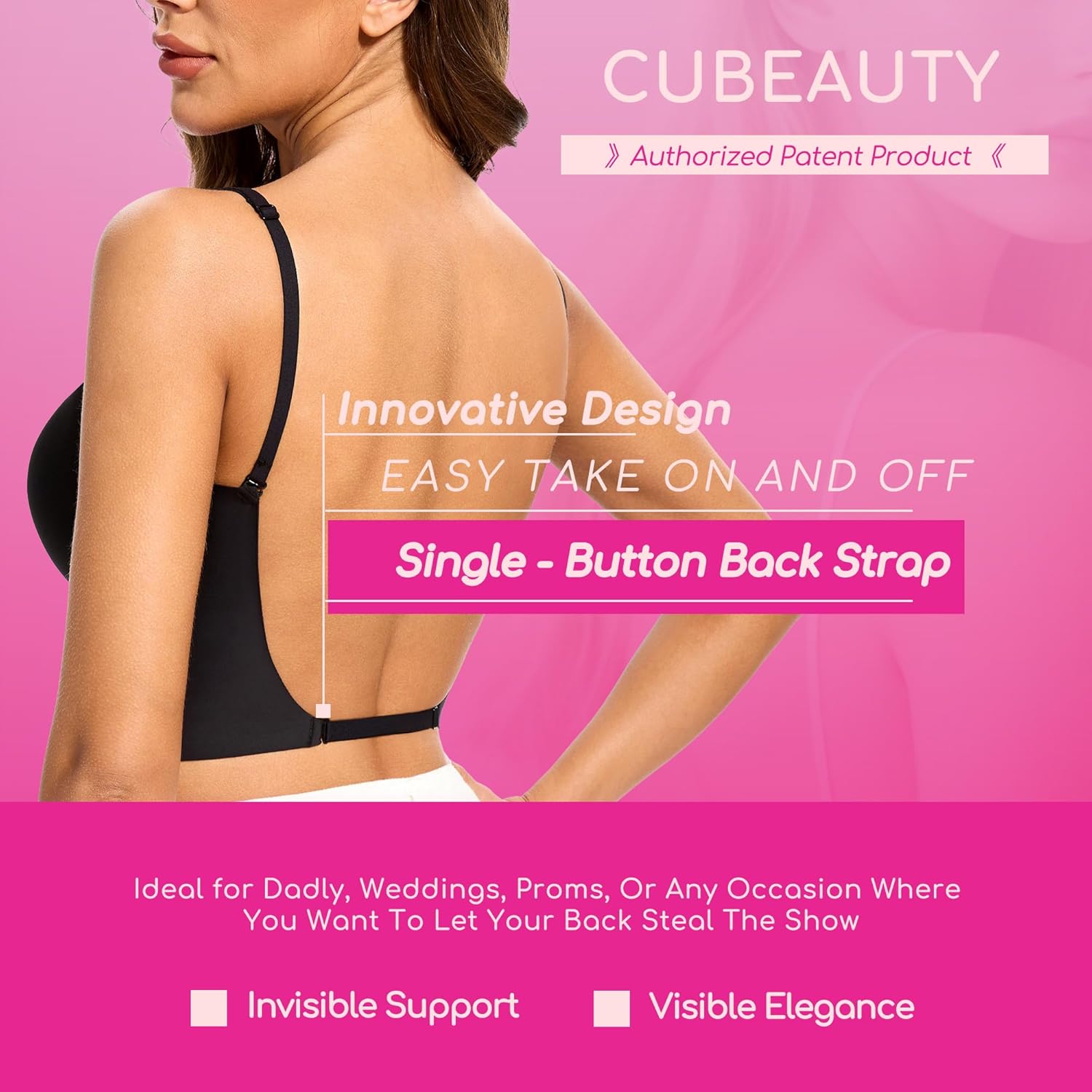 Low Back Bras for Women-Balconette Lightly Lined Seamless Invisible Backless Bra-Underwire Low Cut Multiway Halter Bras - Image 6