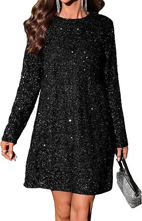 RED DOT BOUTIQUE 847 - Long Sleeves Multi Color Glitter Sequin Bodycon Nightclub Party Short Dress