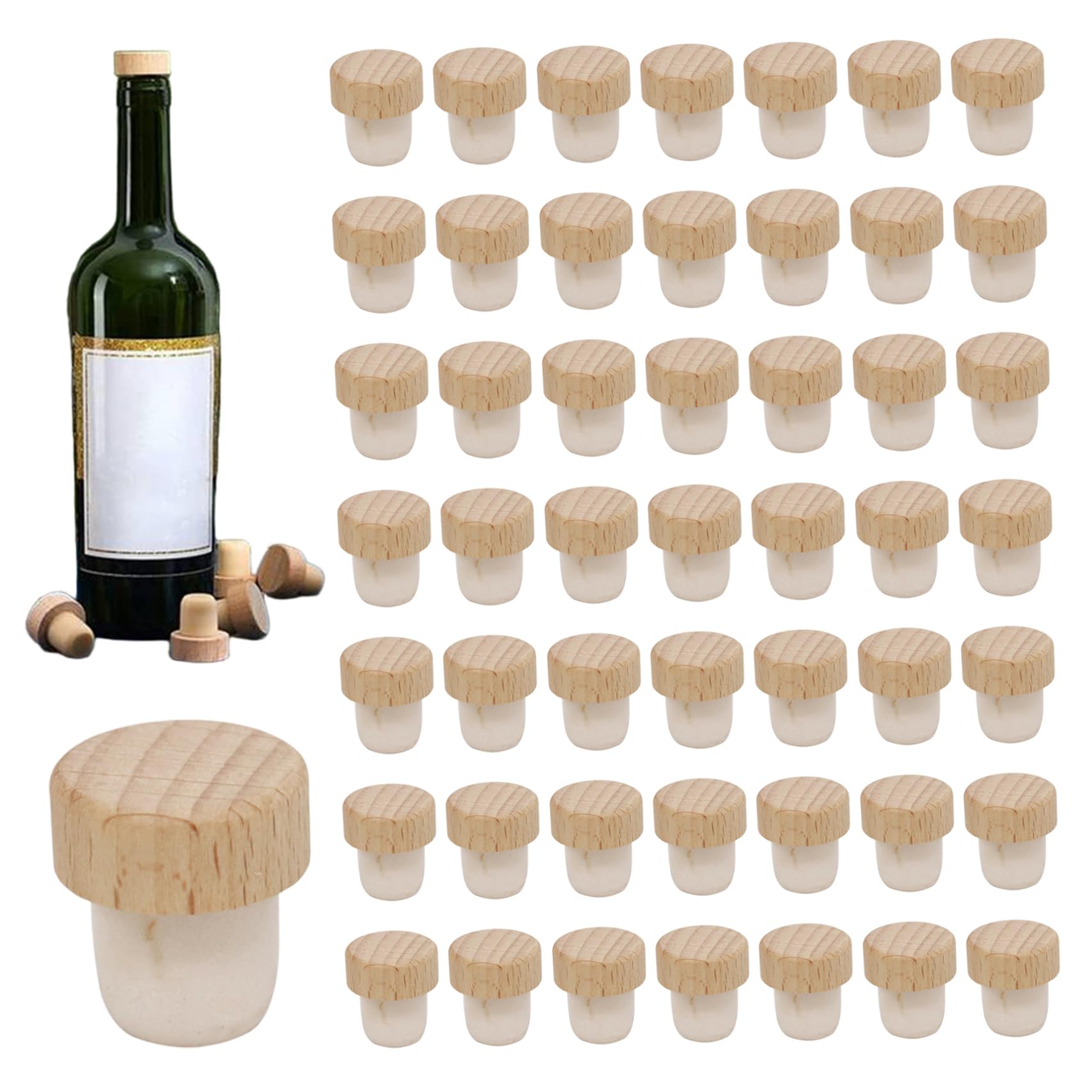 Wedhapy Bottle Corks Bottle Corks 50PCS Wooden T-Shaped Cork Stoppers Reusable Stoppers for Wine, Beer Cork