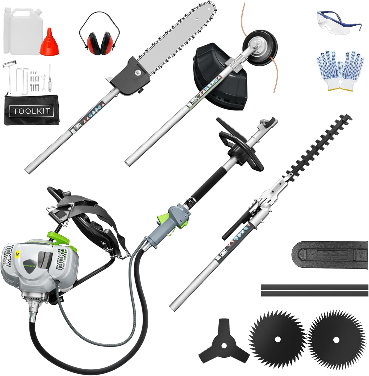 36CC Gas Hedge Trimmer, 2-Stroke Pole Hedge Trimmer with 27.5Inch Cutter Bar, Double Reciprocating Blades, 270° Rotatable Cutting Head, Hedge Trimmer Gas Powered for Bushes, Hedges and Garden Trimming