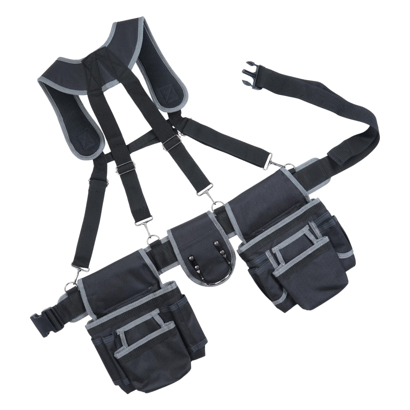 Kalttoy Men's Grey Duty Tool Belt For Adjustable Suspenders Tool Pouches Organizers For Electricians Carpenters And Gardeners Carpenters Organizers