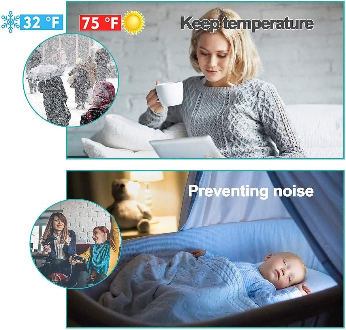 ❤ Crаzу Dеаlѕ Door Draft Stopper Self-Adhesive Door Sweep Under Door Seal Soundproof 2 W x 39 L for Exterior Interior Door Large Gap, Bottom of Door Weather Stripping White