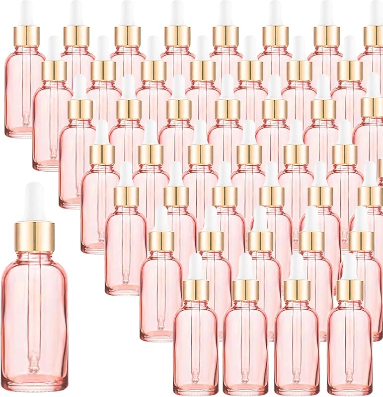 Frascos de vidro rosa com conta-gotas Easeen 60 mL, pacote com 48