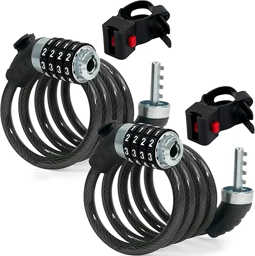 Miniatura 7 de Five Oceans FO3957-M2 - Cable de bloqueo de bicicleta, paquete de 2 cerraduras antirrobo para bicicleta, resistente, cerradura de bicicleta