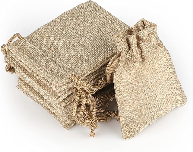 20 PCS Linen Drawstring Bags 7 x 9 cm Jute Burlap Storage Handy Sized Gift Pouch Vintage Party Bags Jute Pouch Perfect for Arts and Crafts