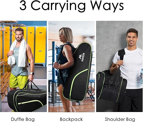 Miniatura 7 de MATEIN Bolsa de tenis 6 raquetas, bolsa protectora extragrande convertible con compartimento para zapatos para hombres y mujeres, mochila de raqueta