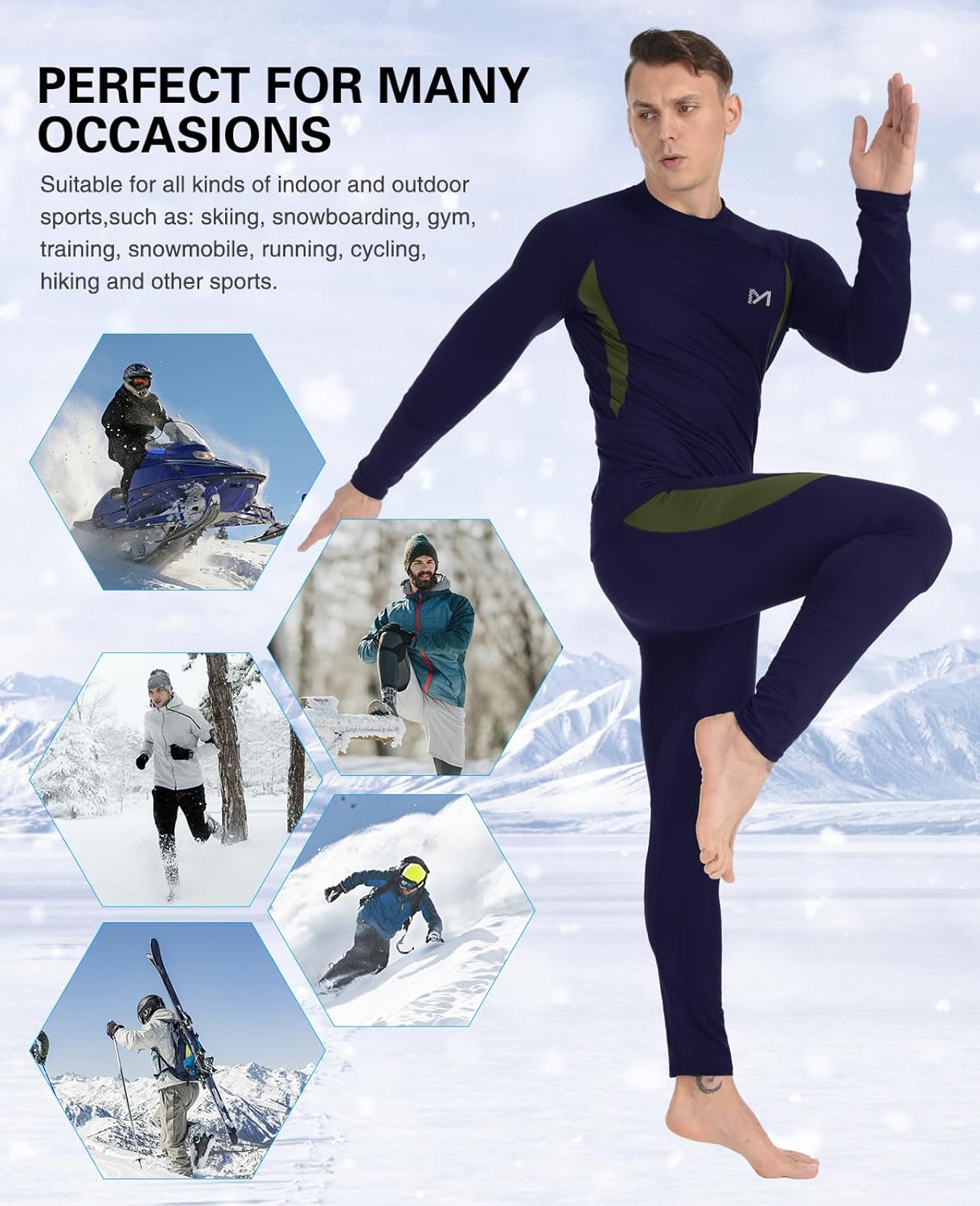 MEETYOO Thermal Underwear for Men,Men's Base Layer,2 Sets Long Johns Lined with Hunting Gear - Image 5