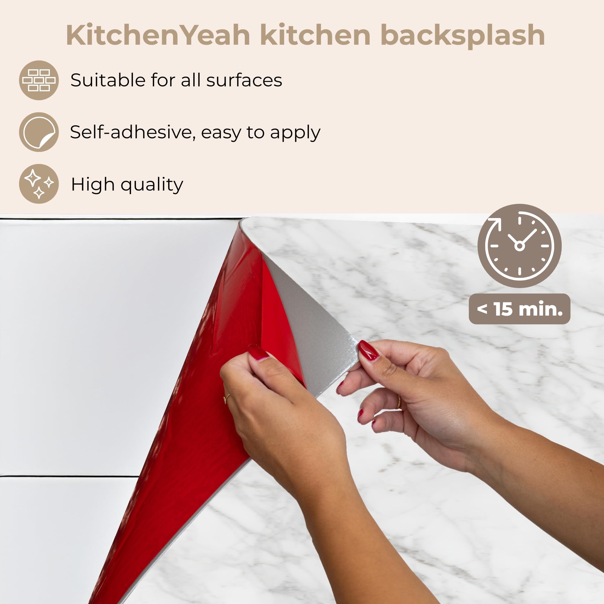 KitchenYeah© Paraschizzi Cucina Adesivo 60x500 cm Pannello Parete Paraspruzzi per Piano Cottura Classico - Marmo - Grigio