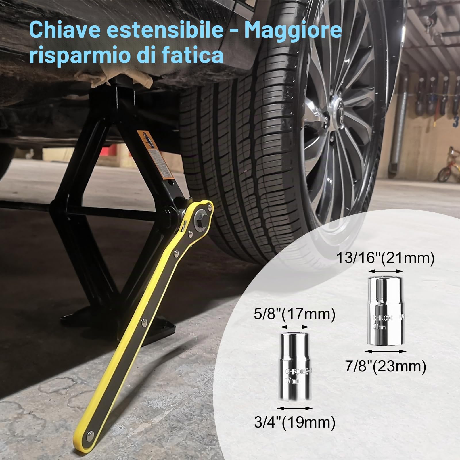 NVIYAM Cric Auto 2T, Set Professionale Cric a Forbice con manovella e chiave telescopica per dadi, Kit Di Cric Auto Professionale Cric Portatile per SUV, Camion, Auto