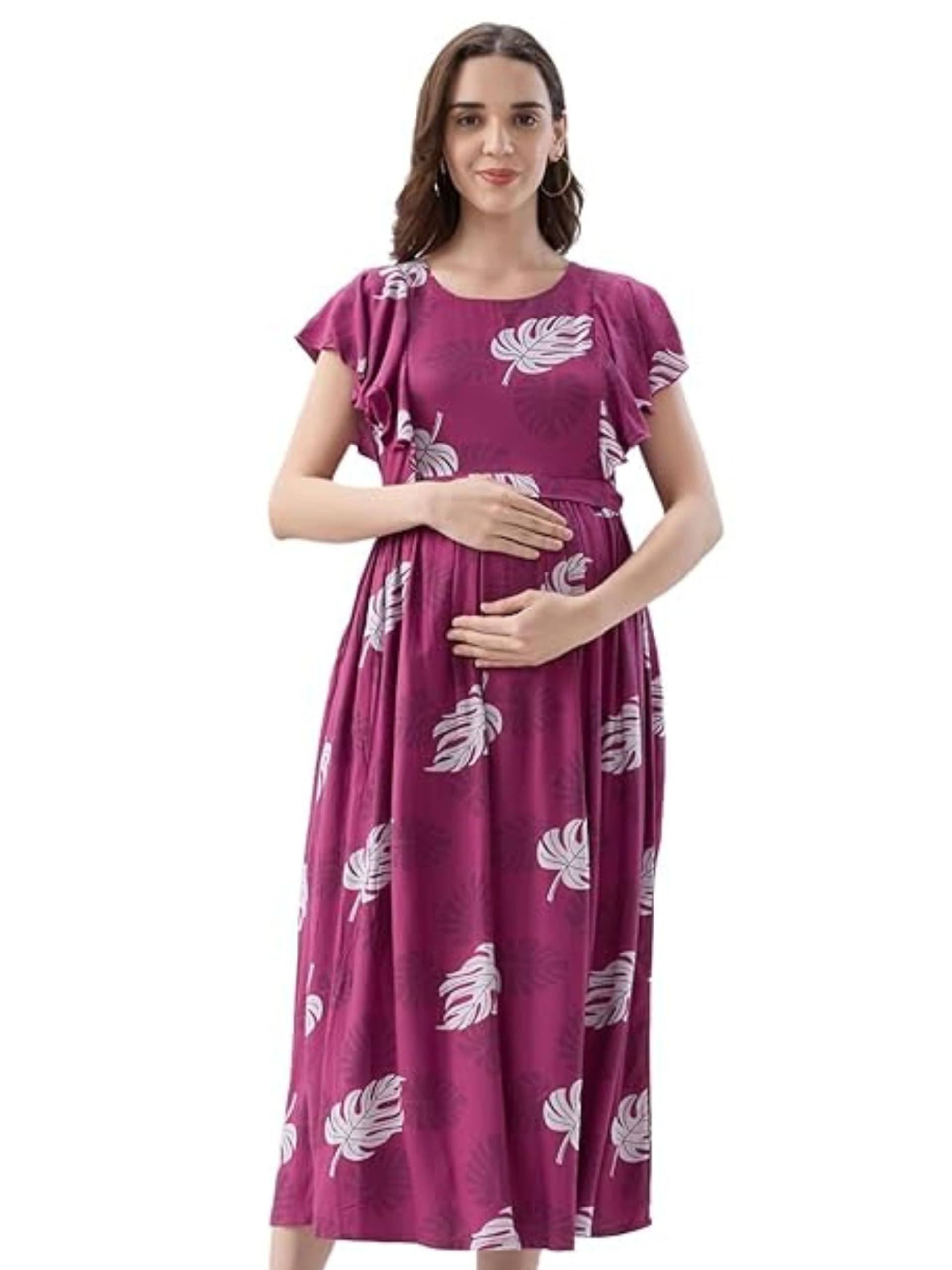 av2 Women Maternity Feeding Dress Purple XX-Large 5176-picture-19