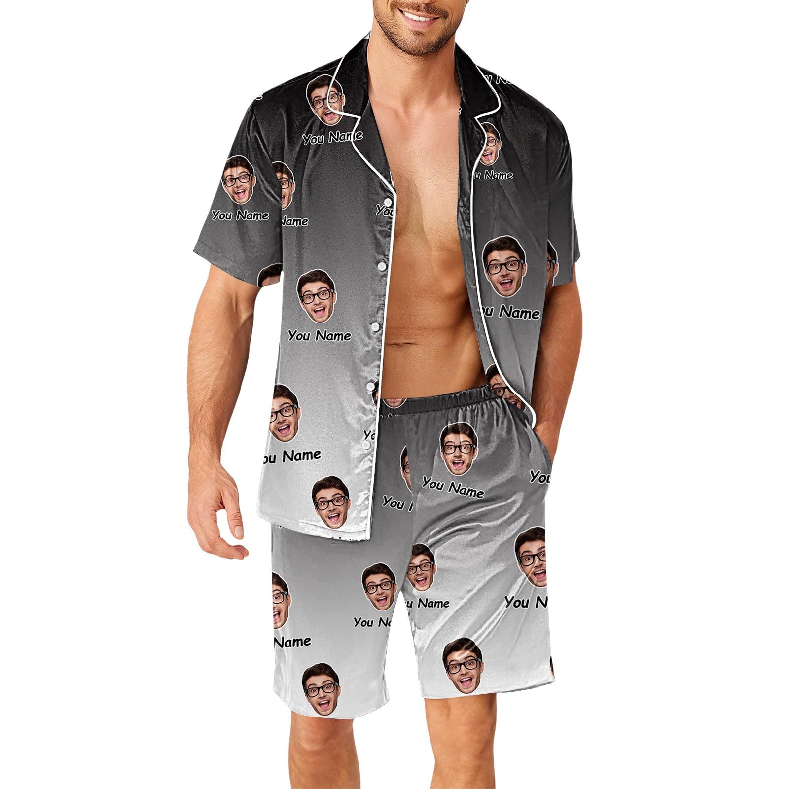 Generisch Pijama de rizo para hombre, 58 pantalones divertidos para hombres y mujeres, parejas a juego, unisex, nombre personalizado, albornoz bordado