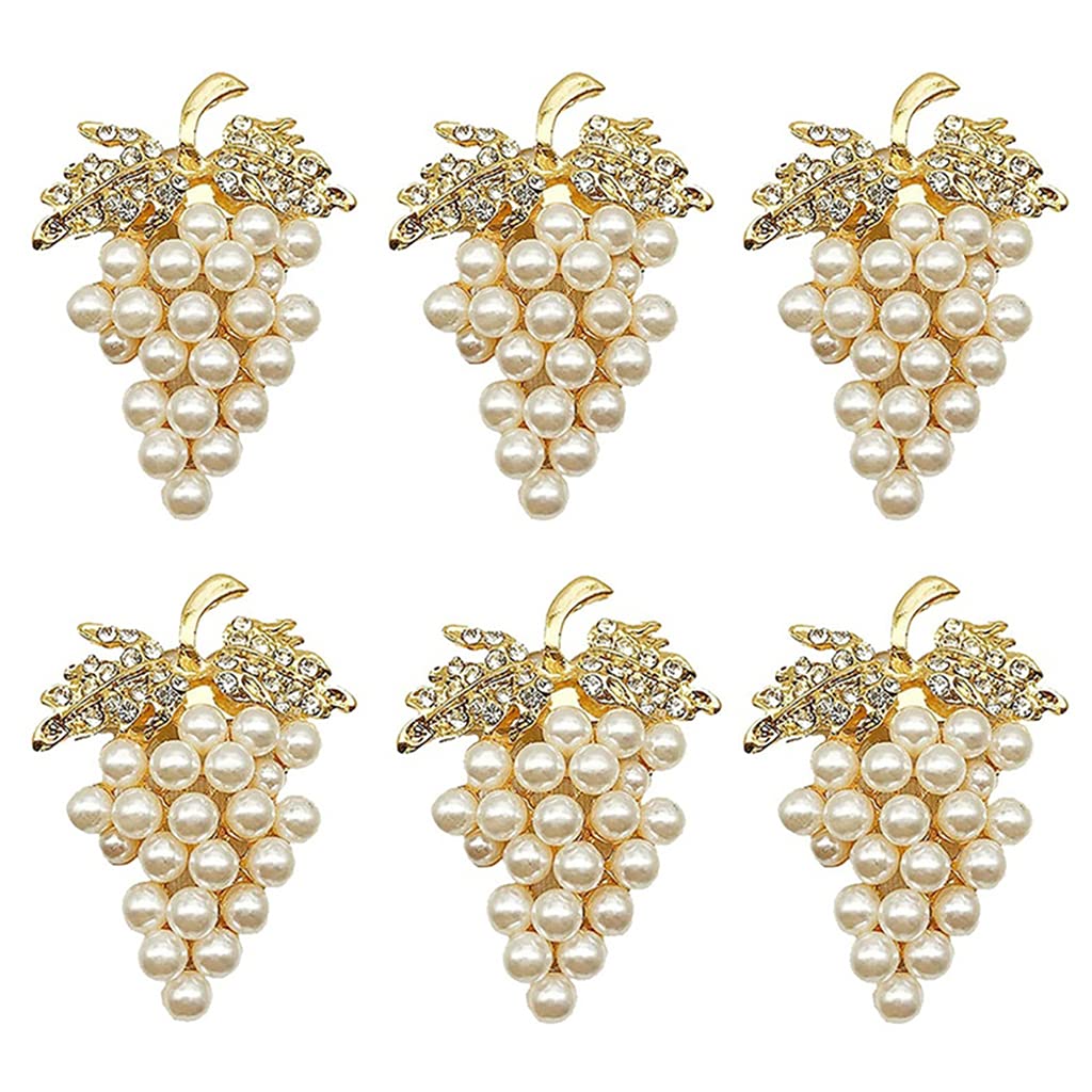 MALSSE Delicate Alloy Napkin Set of 6 GrapeTable Setting Curtain Buckle Rings Decor for Daily Meal Wedding Parties Holiday Rose Gold Napkin Rings