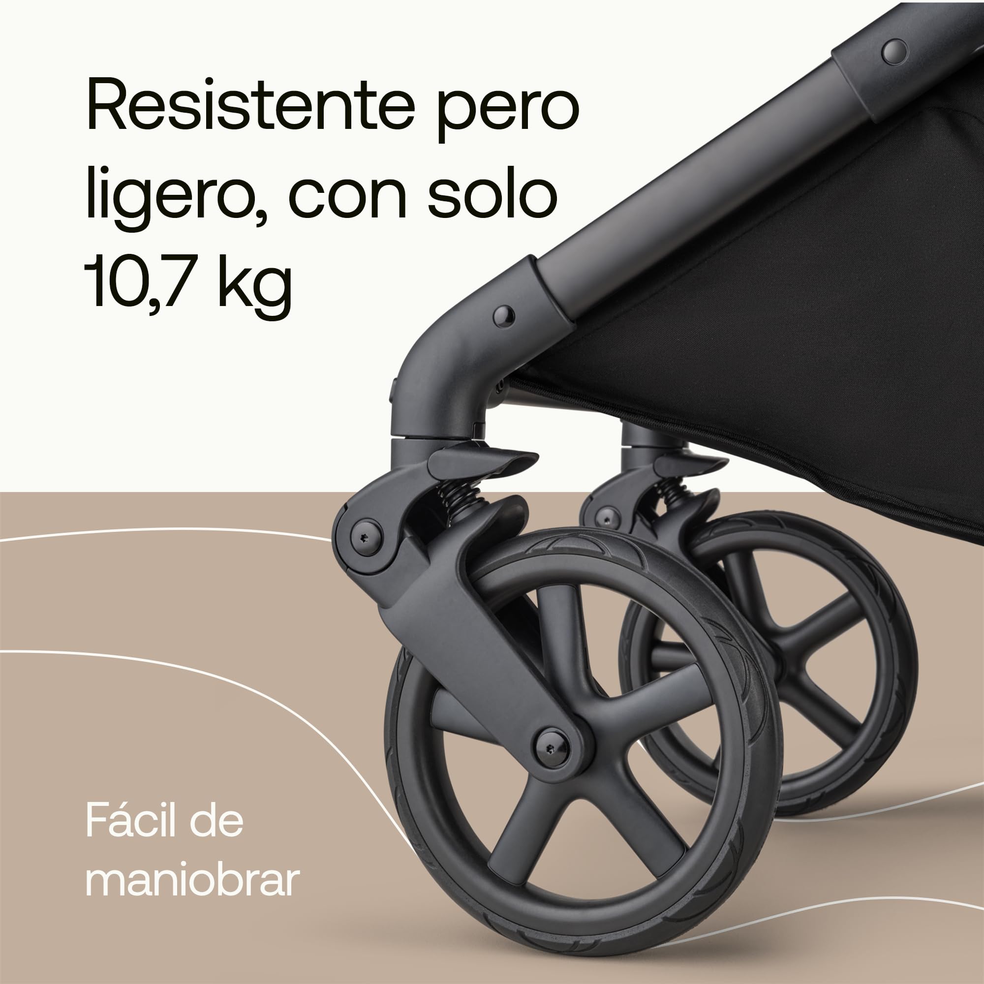 Bugaboo Cub Carrito Todoterreno, para Recién Nacido hasta 22 kg | Manejo Suave y Cómodo, Peso Ligero de 10,7 kg, Silla Reclinable y Reversible, Cesta de Almacenaje Grande, Desert Taupe