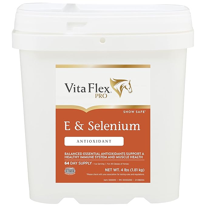 Vita Flex E and Selenium Supplement for Horses, Balanced Essential Antioxidants, 64 Day Supply 4 Pound