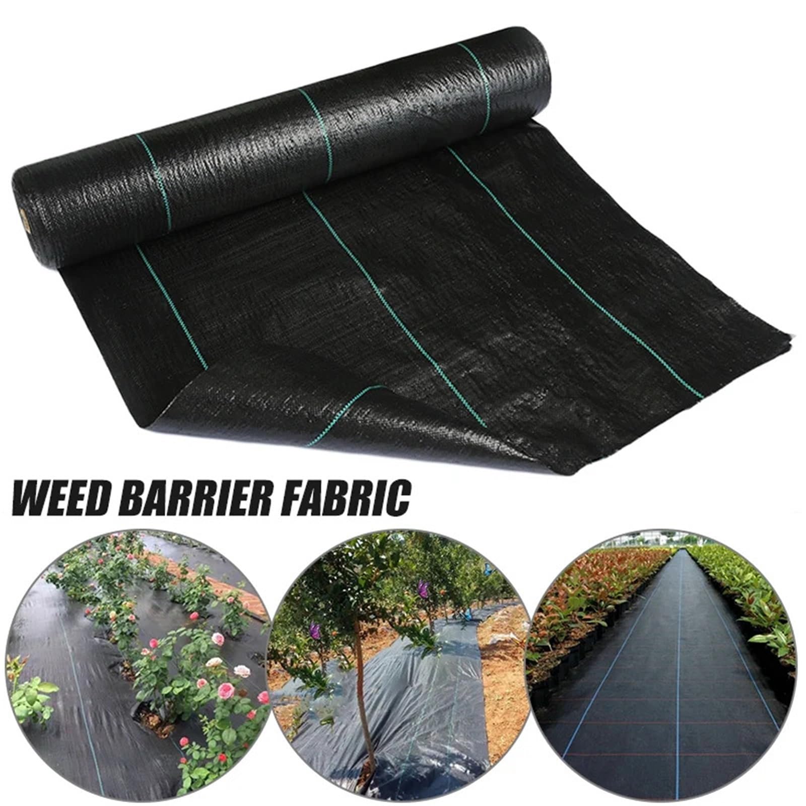 Membrana Antihierba Cubierta de membrana negra for jardín, tela barrera contra malas hierbas, césped, hogar, jardinería, tela a prueba de hierba, Control geotextil grueso, 2 uds. Para Jardín，Patios(1m