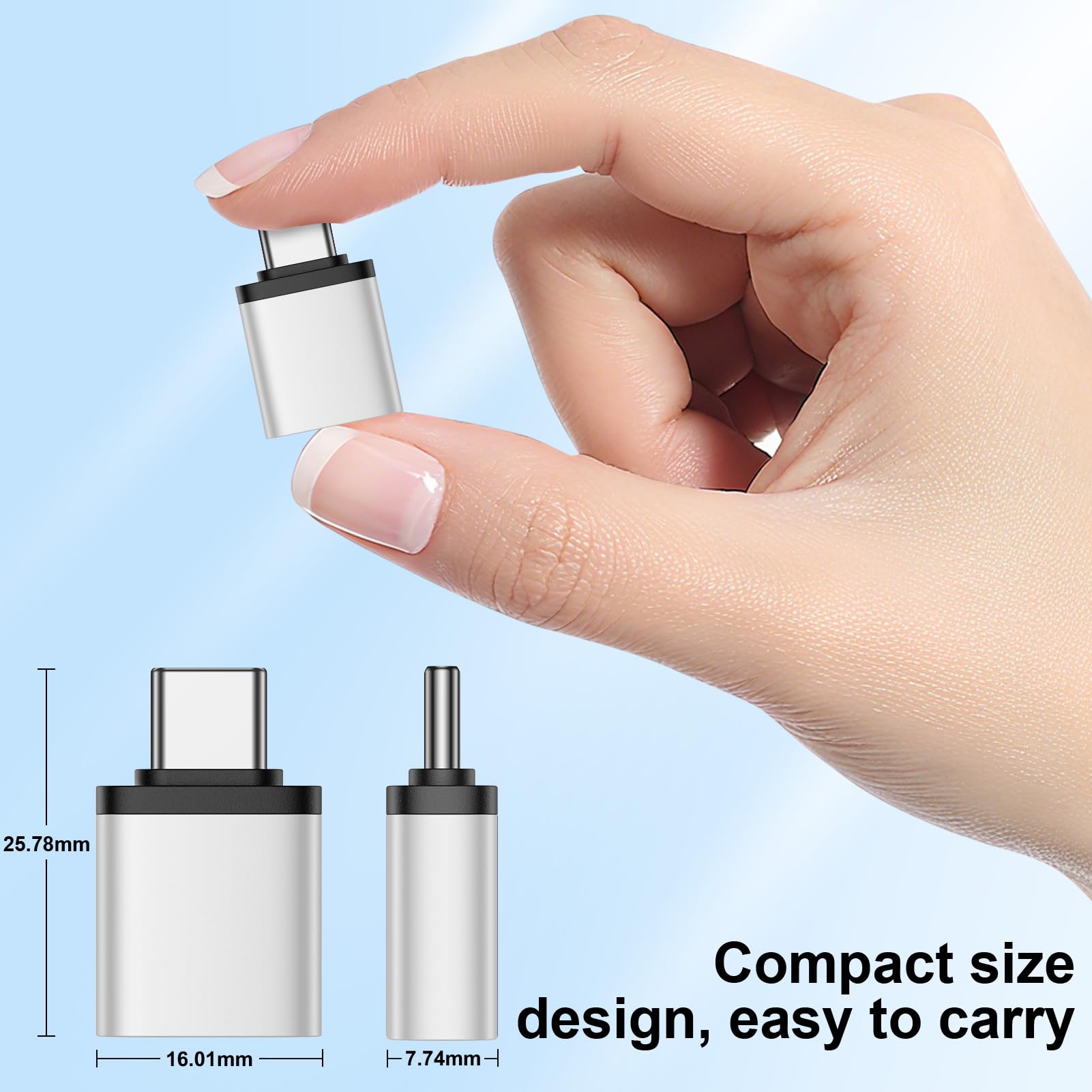 Adaptador USB C a USB, paquete de 5 adaptadores USB C macho a USB 3.0 hembra para Google Pixel 10 9 Pro XL Fold 9A 8A 8 Pro 8 Pro 8 7A 7 Pro 7 6A 6 Pro 6 5, teléfono celular Android y más dispositivos