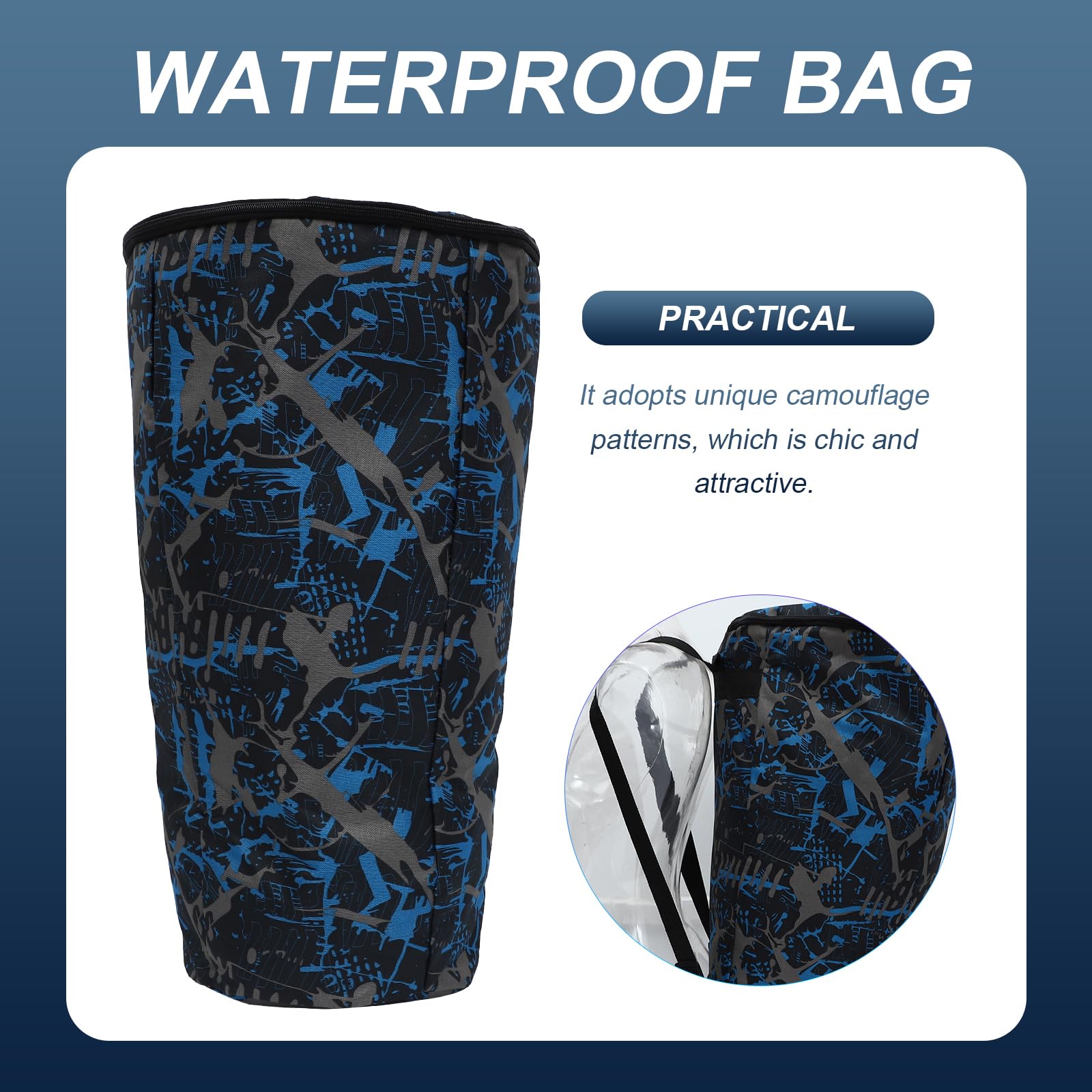 Beavorty Djembe Tasche 12 Zoll Gepolsterte Afrikanische Trommeltasche Wasserdicht Oxford Gigbag mit Camouflage-Muster Rucksack-Funktion für 60cm Trommel Transport und Schutz