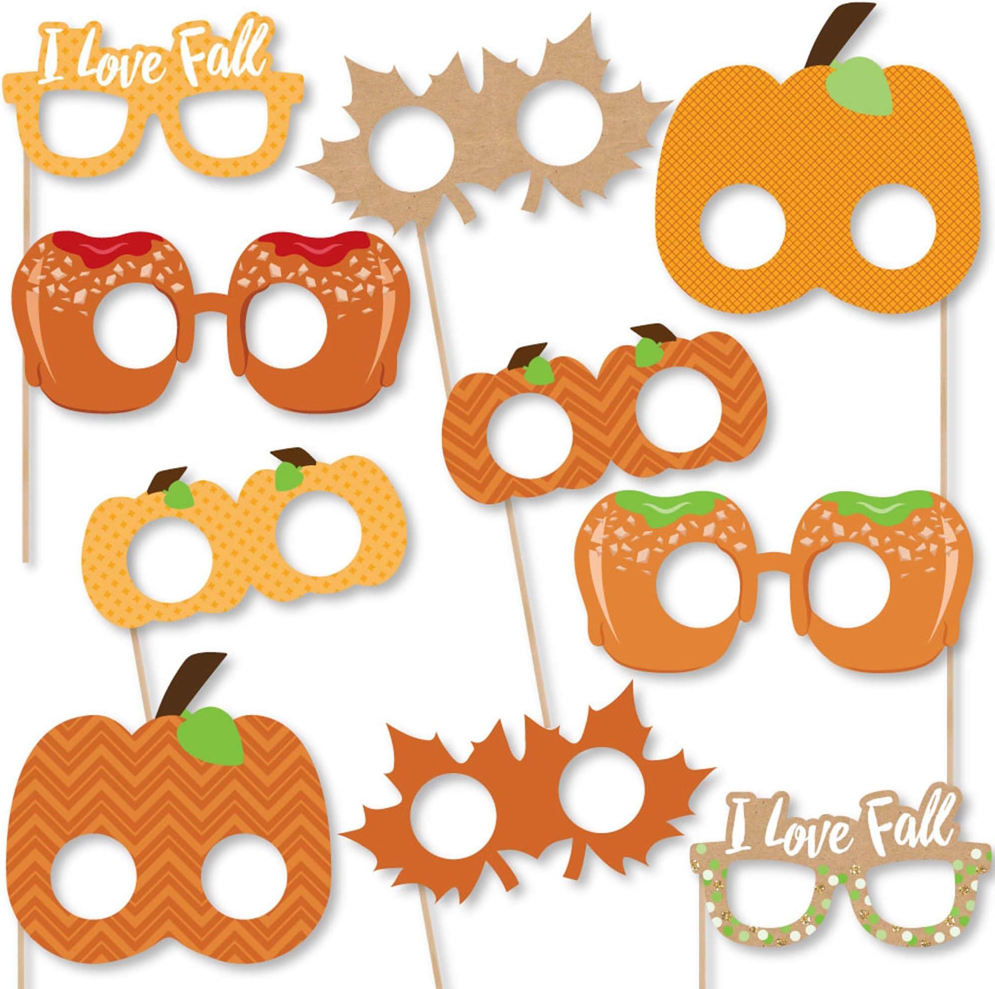 Big Dot of Happiness Pumpkin Patch Glasses and Mask - Fall Photo Booth Props - Thanksgiving & Halloween Decorations - Fall Dรฉcor - 10 Count
