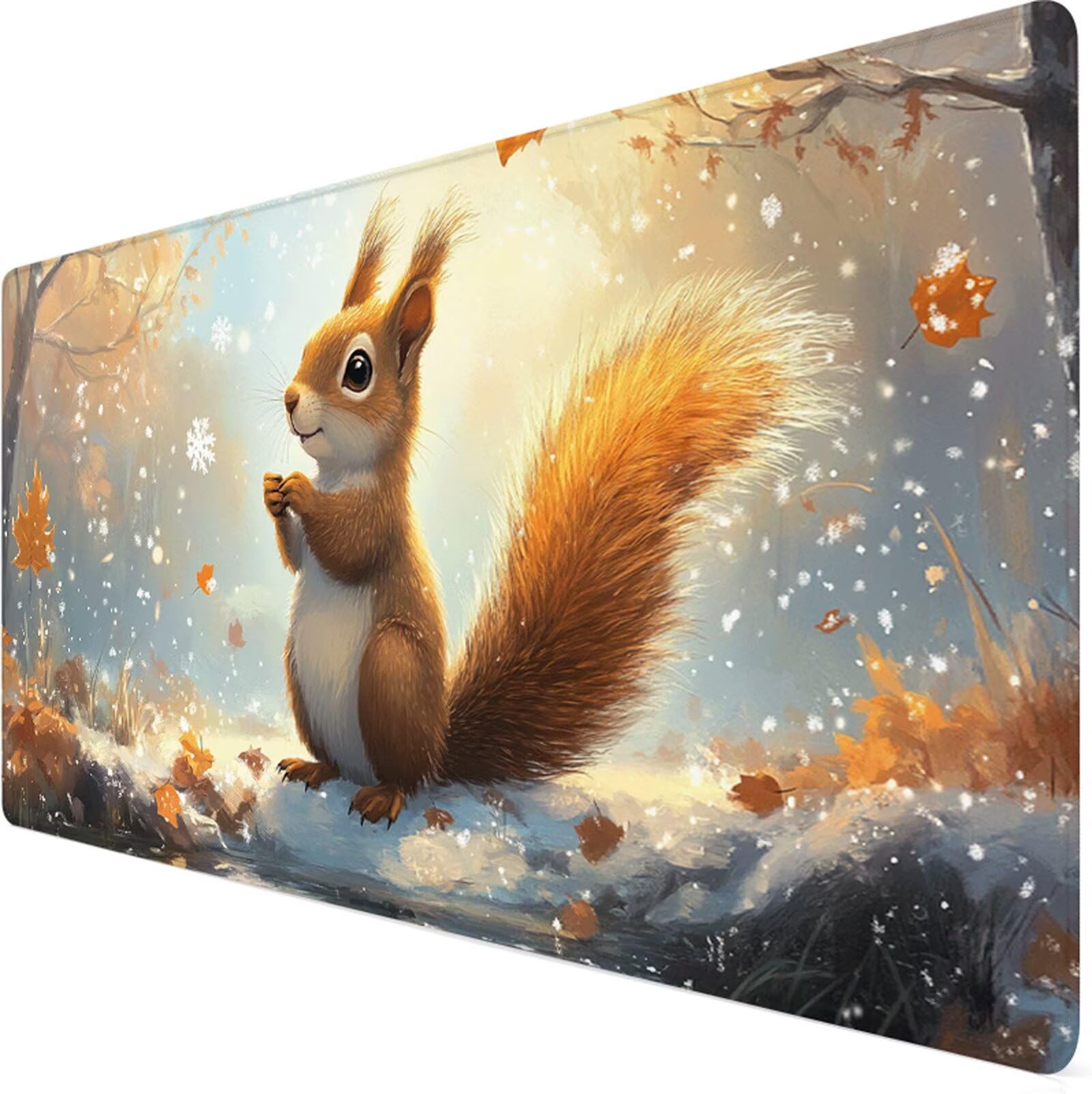 Podkładka pod mysz XXL 1200x600x3mm wiewiórka podkładka pod mysz podkładka pod mysz jesień poprawia precyzję i szybkość, wodoodporne antypoślizgowe, szyte krawędzie, akcesoria do gier, komputer