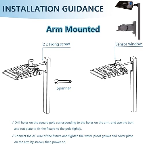 Miniatura 5 de Luz LED de estacionamiento de 150 W con fotocélula y soporte deslizante 21000 lúmenes 5000 K, atenuación de 0-10 V para exteriores, iluminación LED
