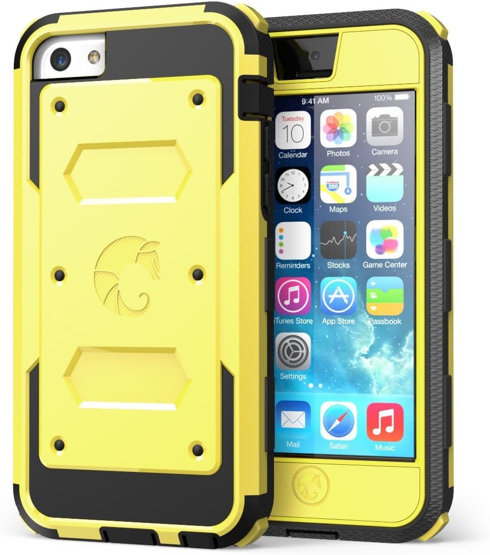 iPhone 5C Case, i-Blason Armorbox for Apple iPhone 5C Dual Layer Hybrid Full-body Protective Case with Front Cover and Built-in Screen Protector and Impact Resistant Bumpers for iPhone 5C (Yellow)