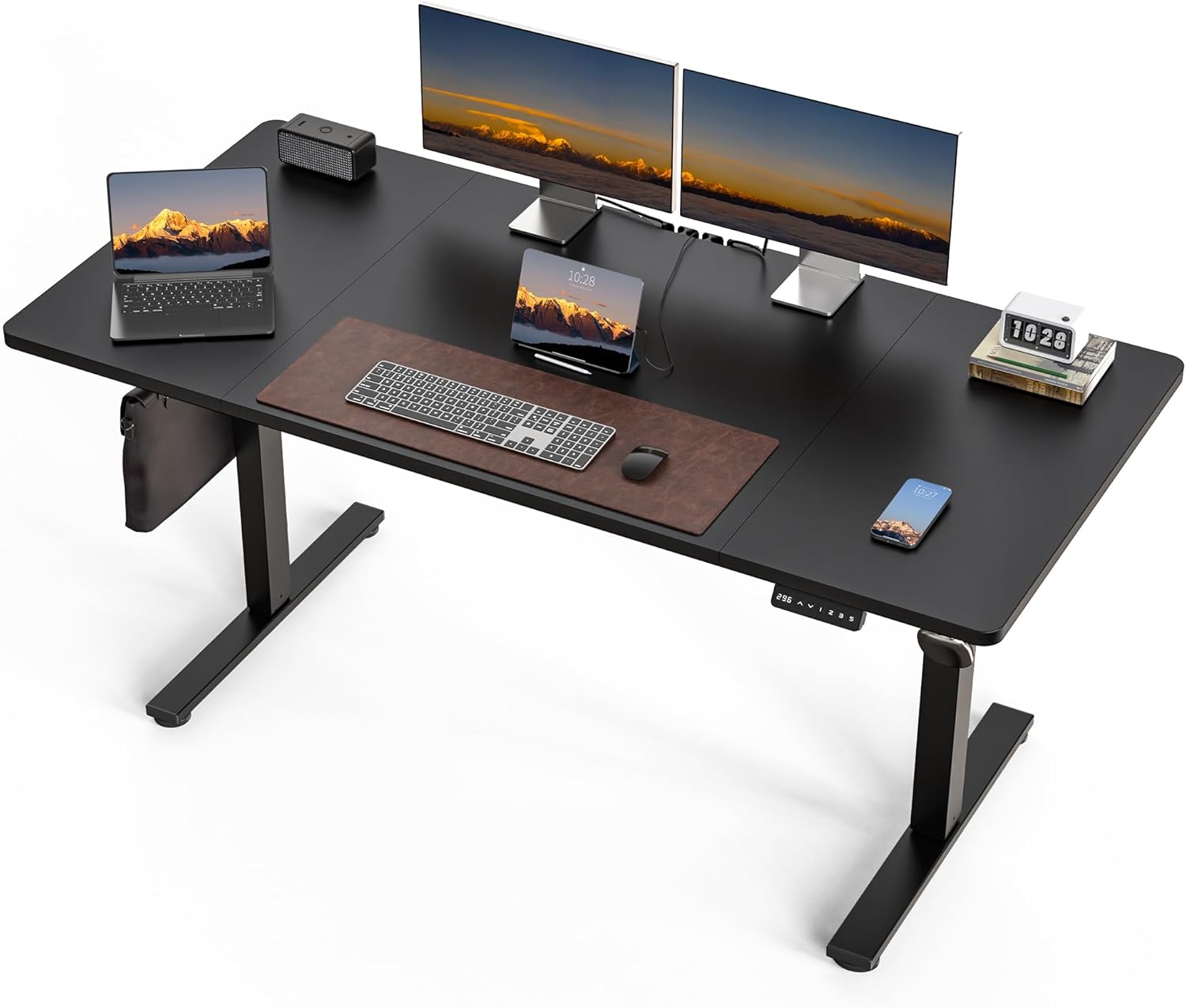 Electric Standing Desk, 63 x 30 Inch Extra Large Desktop, Adjustable Height Sit Stand Desk, Home Office Workstation for Dual & Triple Monitor, Classic Black