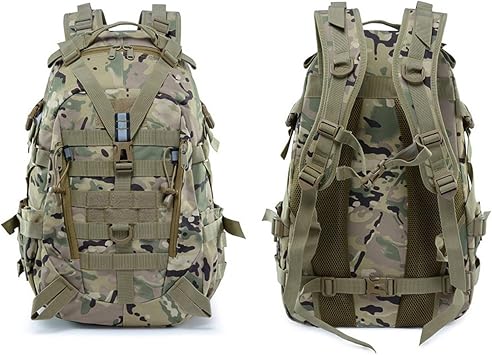 54L Military Tactical Backpack, Waterproof Hiking Rucksack, 3-Day Bug Out Bag, Camouflage Camping Pack
