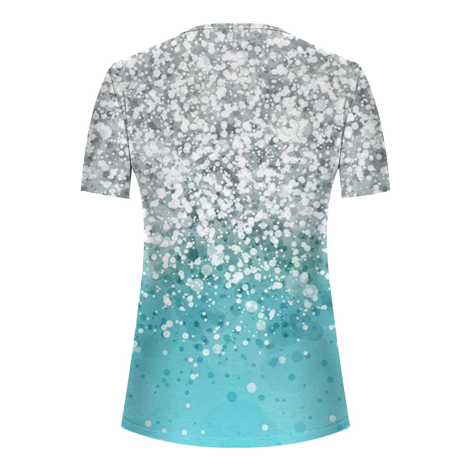 SMIDOW Summer Tops for Women 2026 Trendy Boho Floral Print Tunic Shirts Short Sleeve Button v Neck Tshirt Casual Loose Blouse