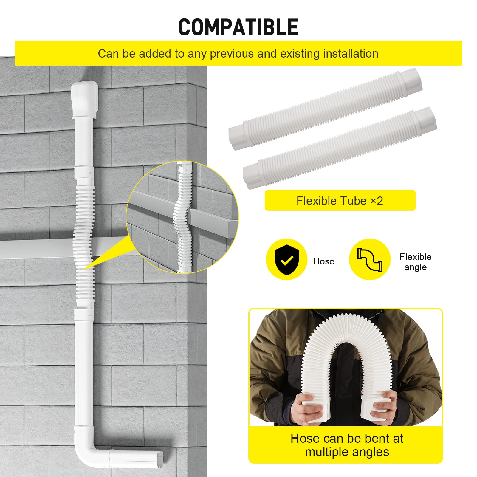 DWALE Zestaw osłon Mini Split AC Line 7,6 cm, dekoracyjny, biały, profesjonalny zestaw PCW zapewnia pokrycie linii 40 m, dla bezkanałowych mini klimatyzatorów i pomp ciepła