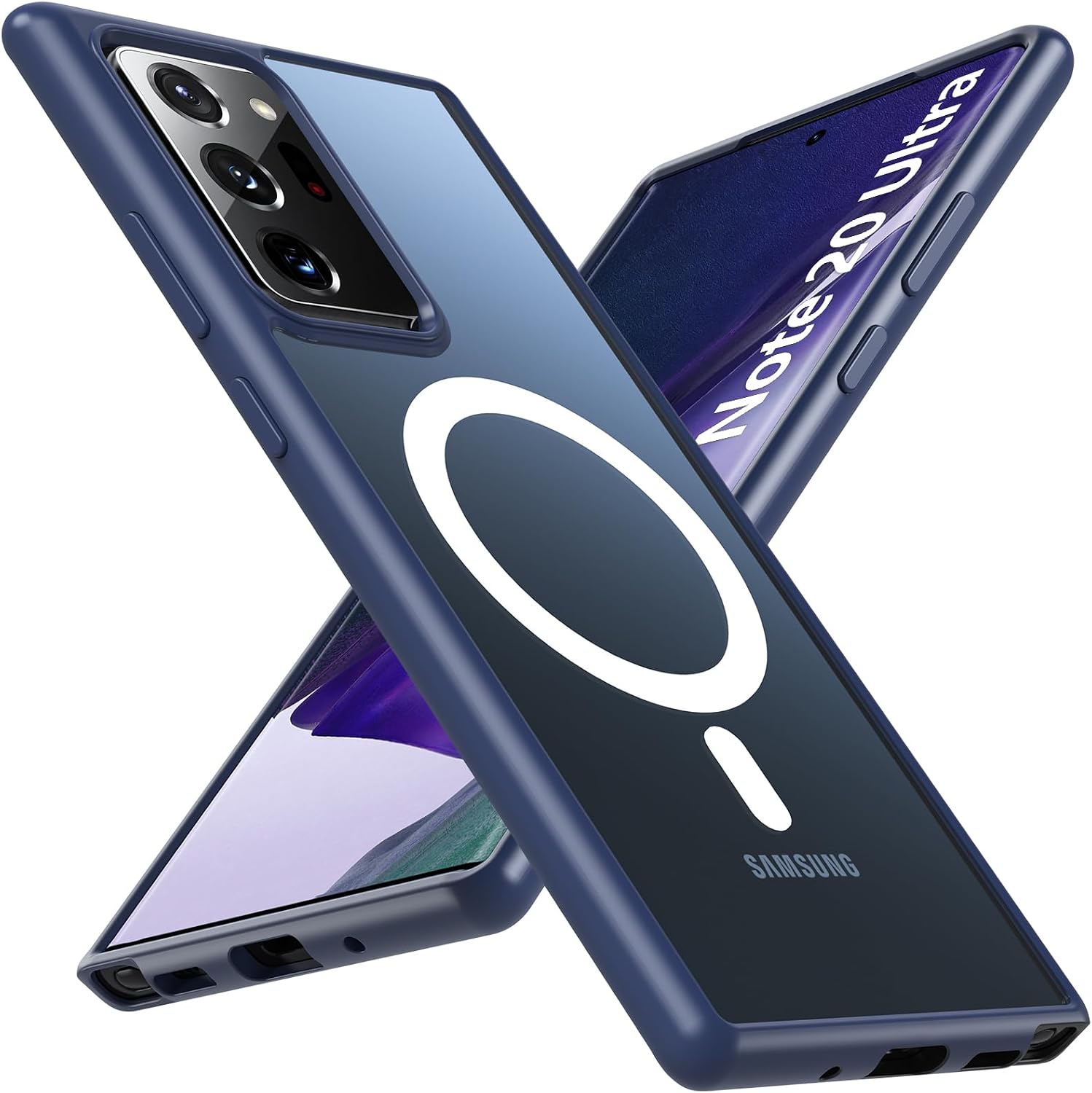 OWKEY for Samsung Galaxy Note 20 Ultra Case, Compatible with MagSafe, Magnetic Phone Case Military Shockproof Translucent Back Protective Cover for Galaxy Note 20 Ultra Case (Blue)